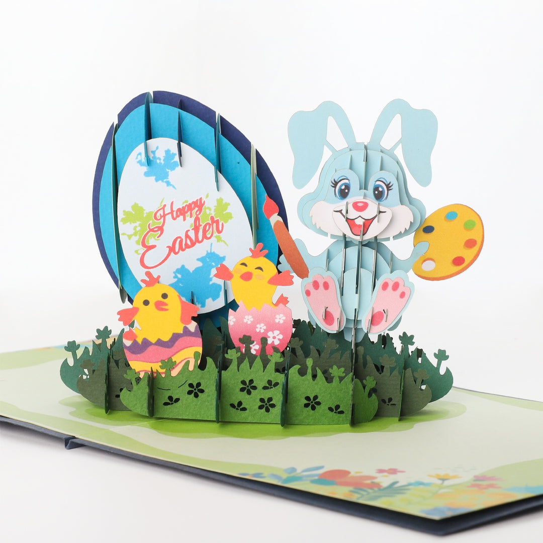 Naughty Blue Bunny Easter Pop Up Card