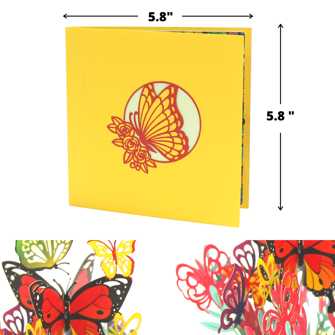 Colorful Butterflies and Floral Pop Up Card