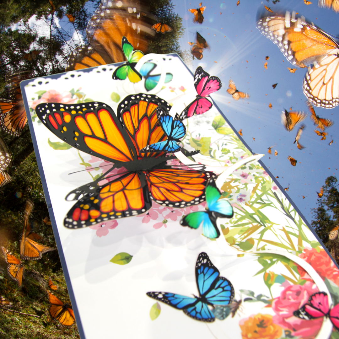 Colorful Monarch Butterflies Pop Up Card