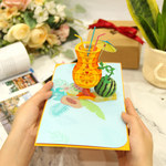 Load image into Gallery viewer, Tropical Drink Watermelon Lemon Pop Up Card
