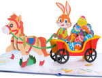 Load image into Gallery viewer, Easter&#39;s Day Pop Up Card with Funny Bunny Driving Horse Design
