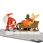 Load image into Gallery viewer, Funny Santa &amp; Reindeers Christmas Pop Up Card
